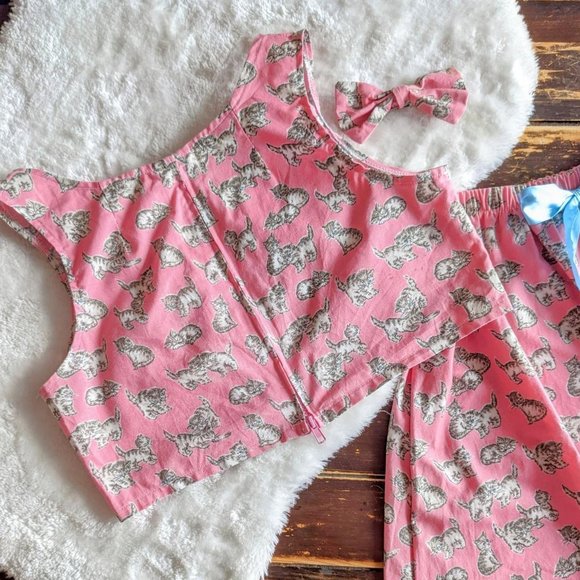 Handmade Pastel Pink 3 Piece Skirt, Shirt and Bow Set - Picture 4 of 4